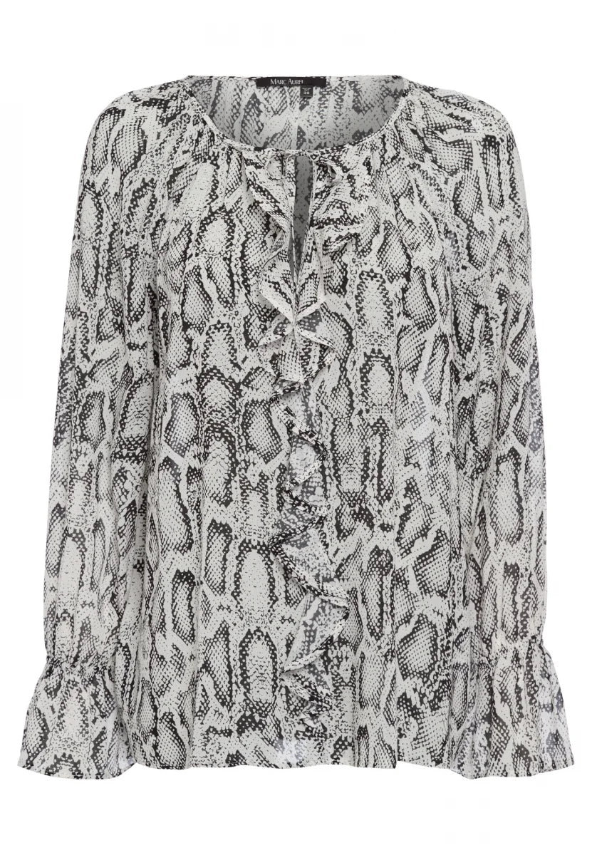 Blouse with snake print in viscose chiffon