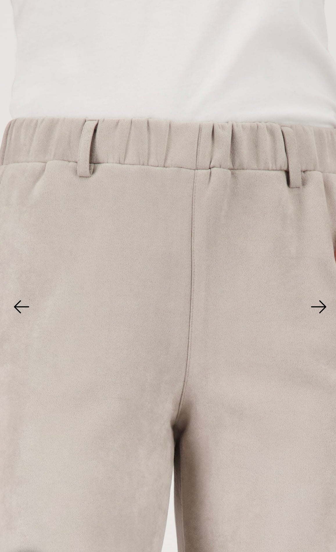 STRAIGHT-LEG VELOUR TROUSERS in Greige