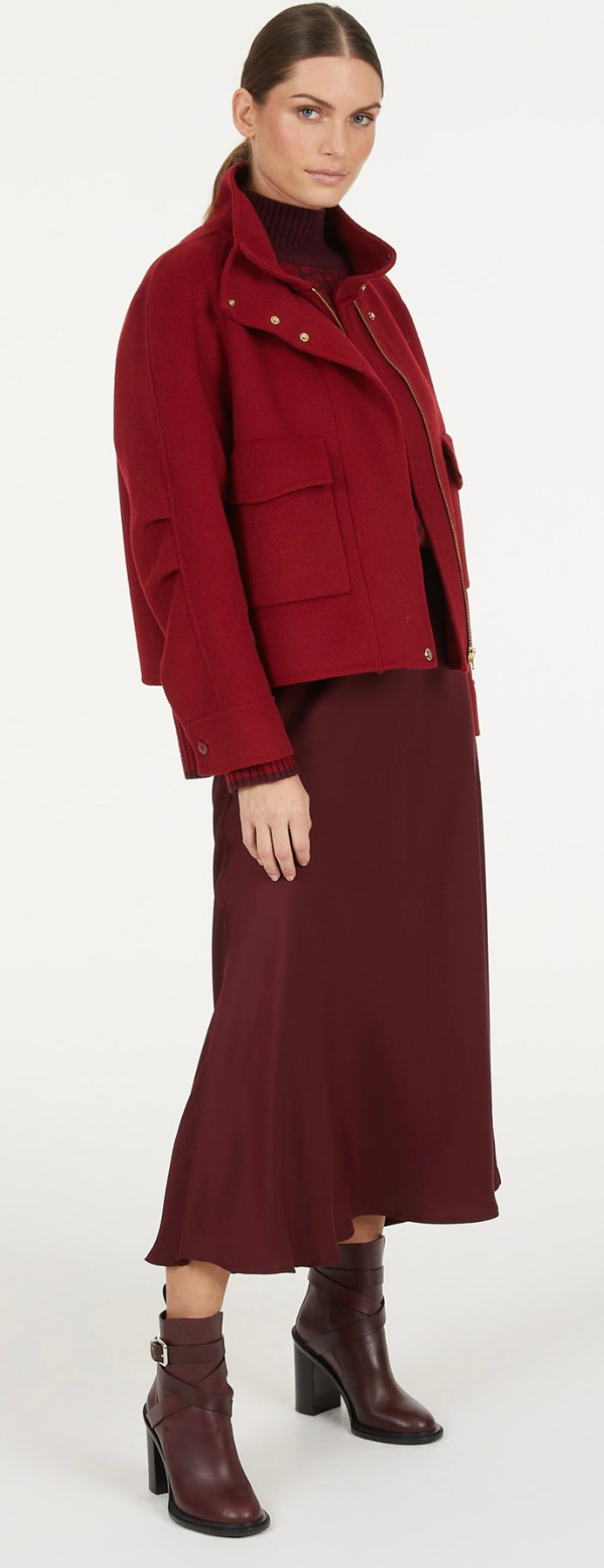 MIDI SKIRT - LIGHT BORDEAUX