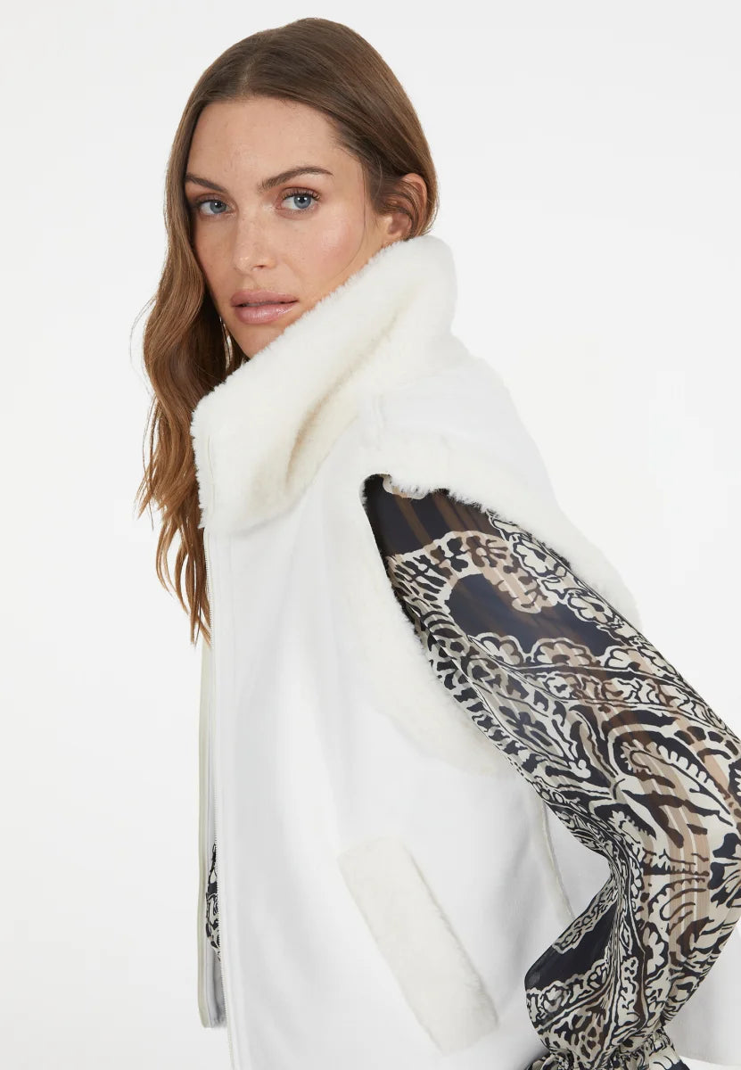 Faux fur vest in cream