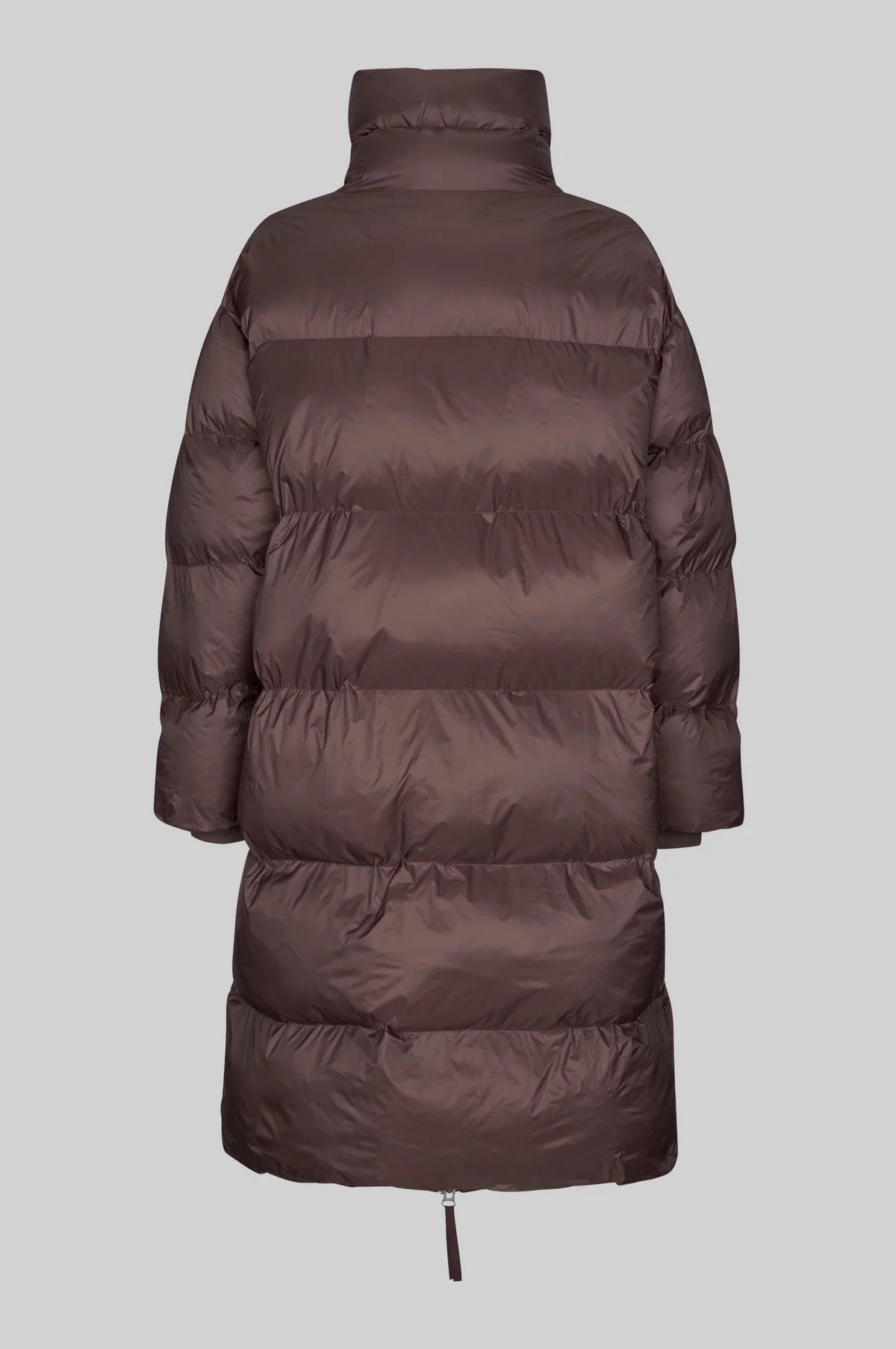 Riya Long Puffer Jacket in choclate plum
