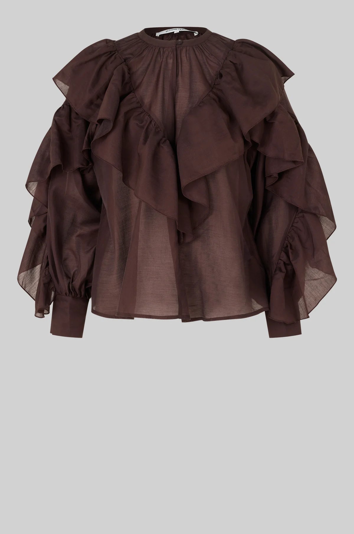 Fria Frill Blouse in plum