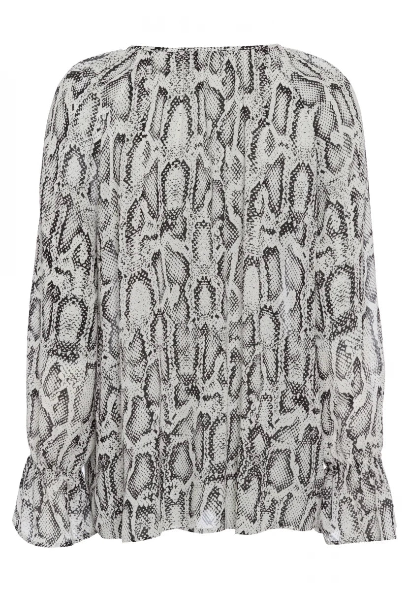 Blouse with snake print in viscose chiffon