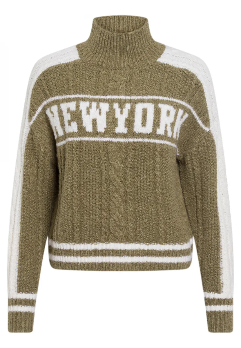 Cable-Knit Sweater with Logo Intarsia in Green varied