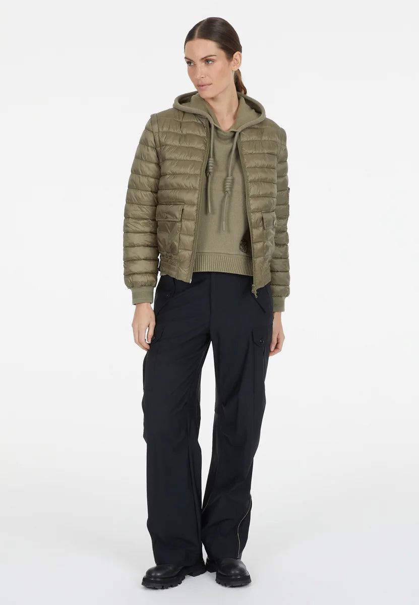 Bomber jacket with detachable sleeves in khaki