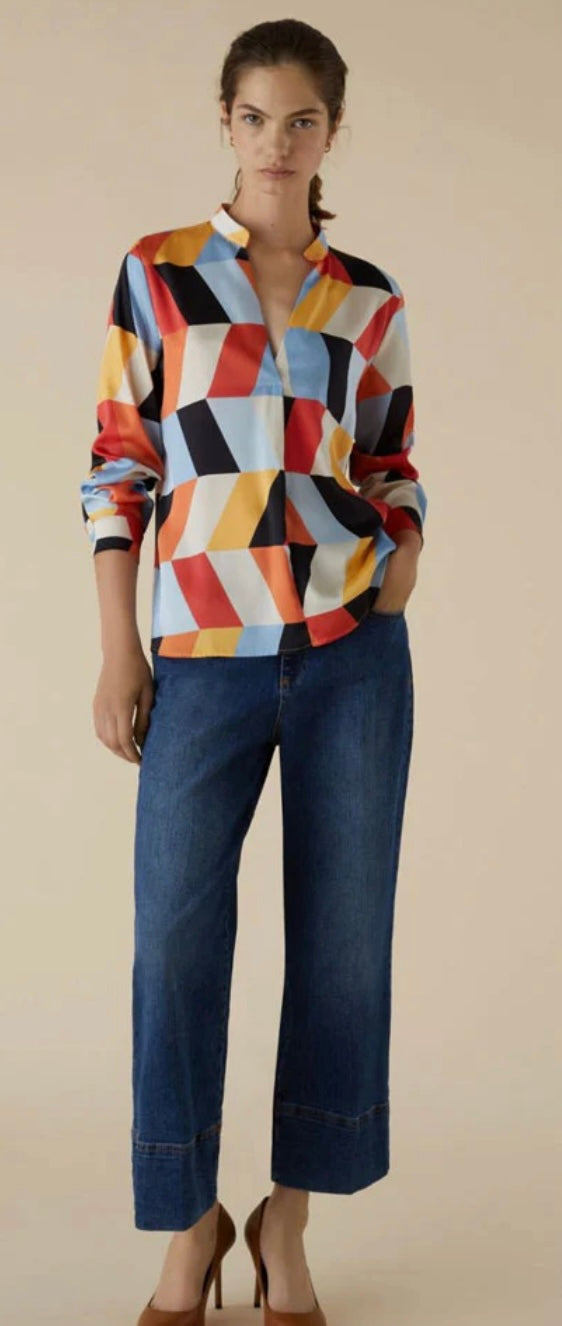 Emme Marella Staffa Shirt Cream Chevron