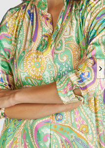 Shirt dress with paisley print