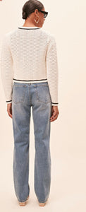 SUNCOO
GIANY - White Round-neck straight cotton cardigan