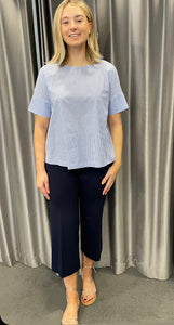 Palmers Flared blouse in cornflower blue stripe