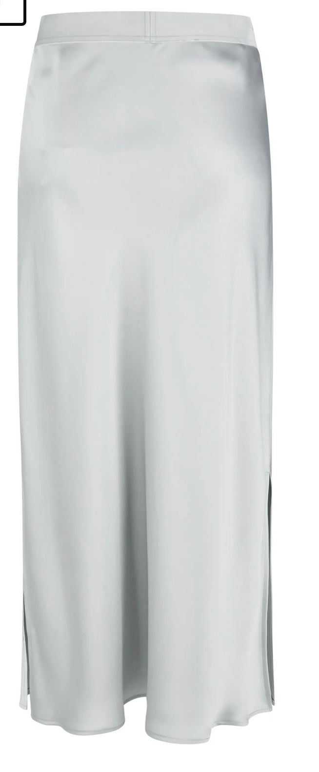 Stretch satin maxi skirt in silver gray