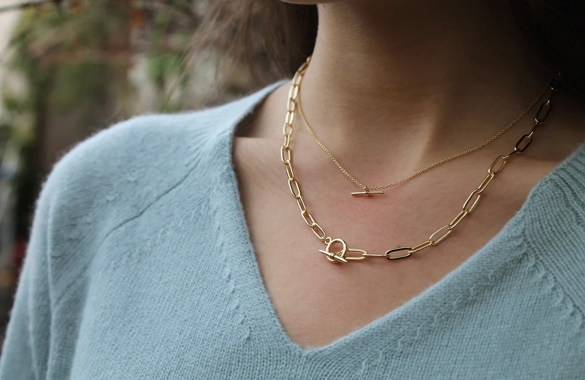 Gold Vermeil Link T-Bar Necklace
Length 46cm
