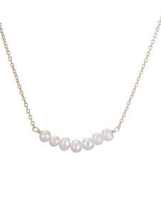 Gold Row Of Pearls Necklace