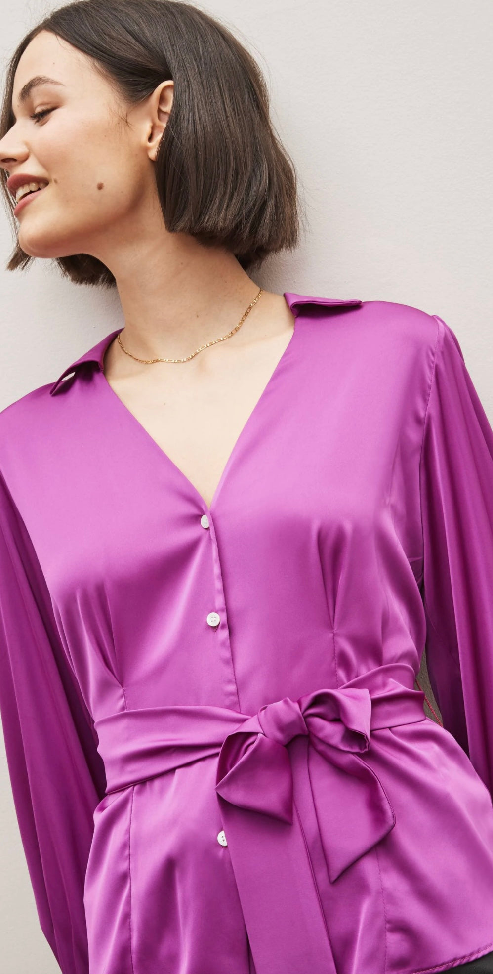 Magenta satin shirt