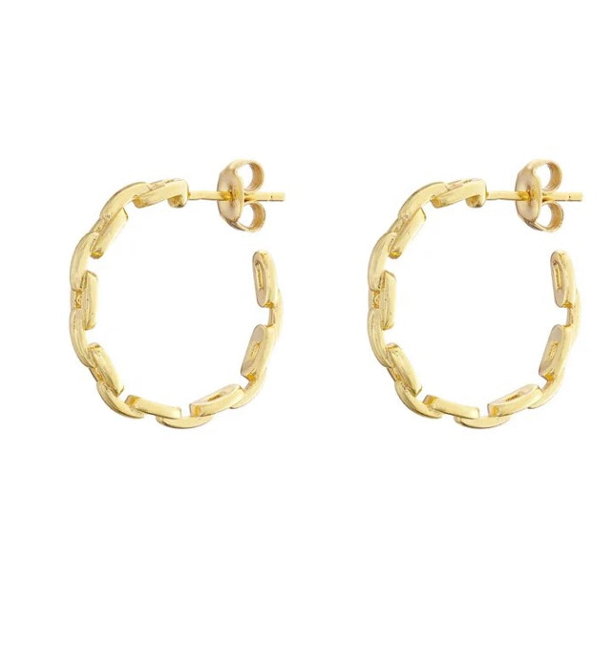 Gold Link Hoop Earrings