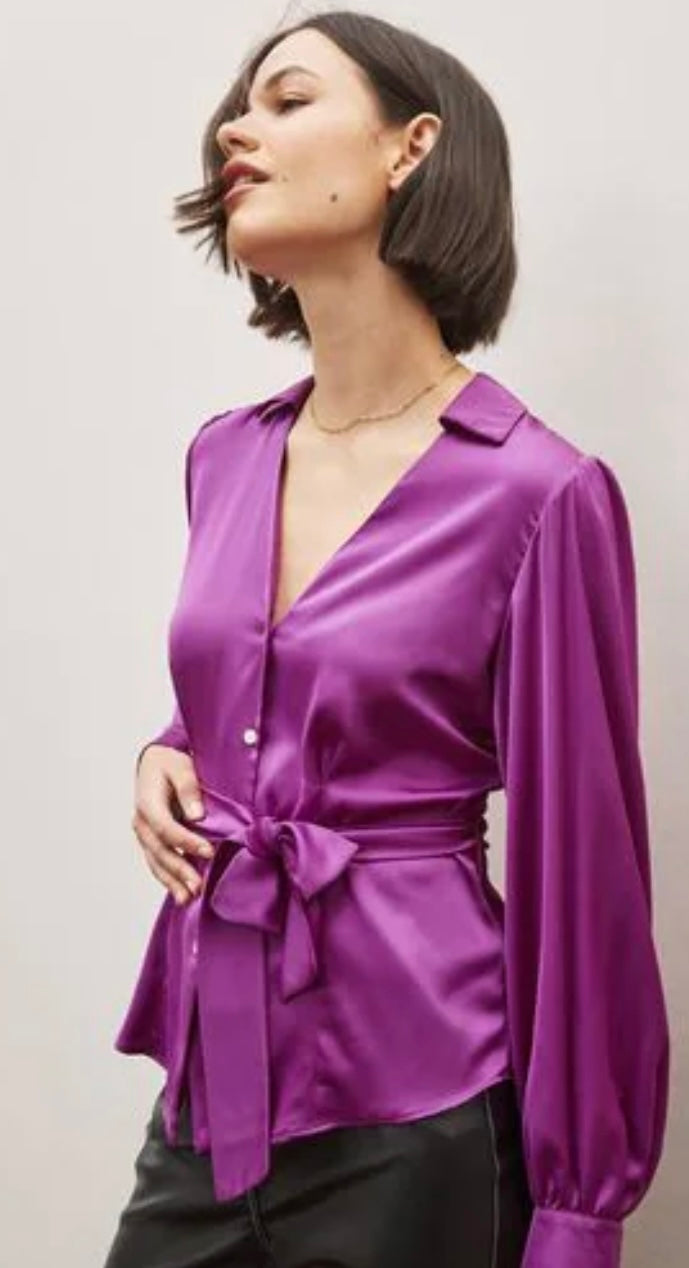 Magenta satin shirt