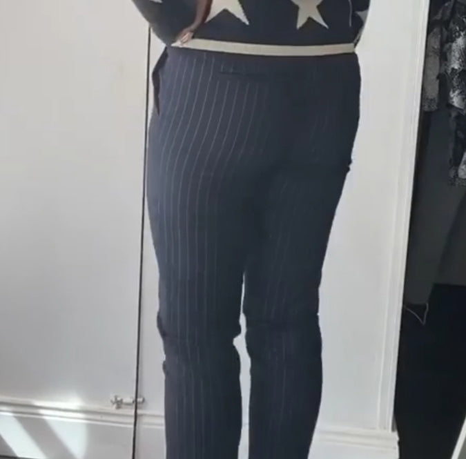 Navy pinstripe trouser