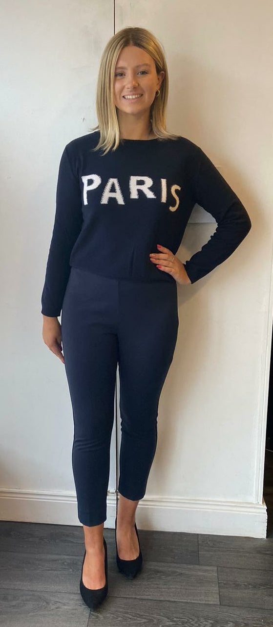 Navy jersey trouser