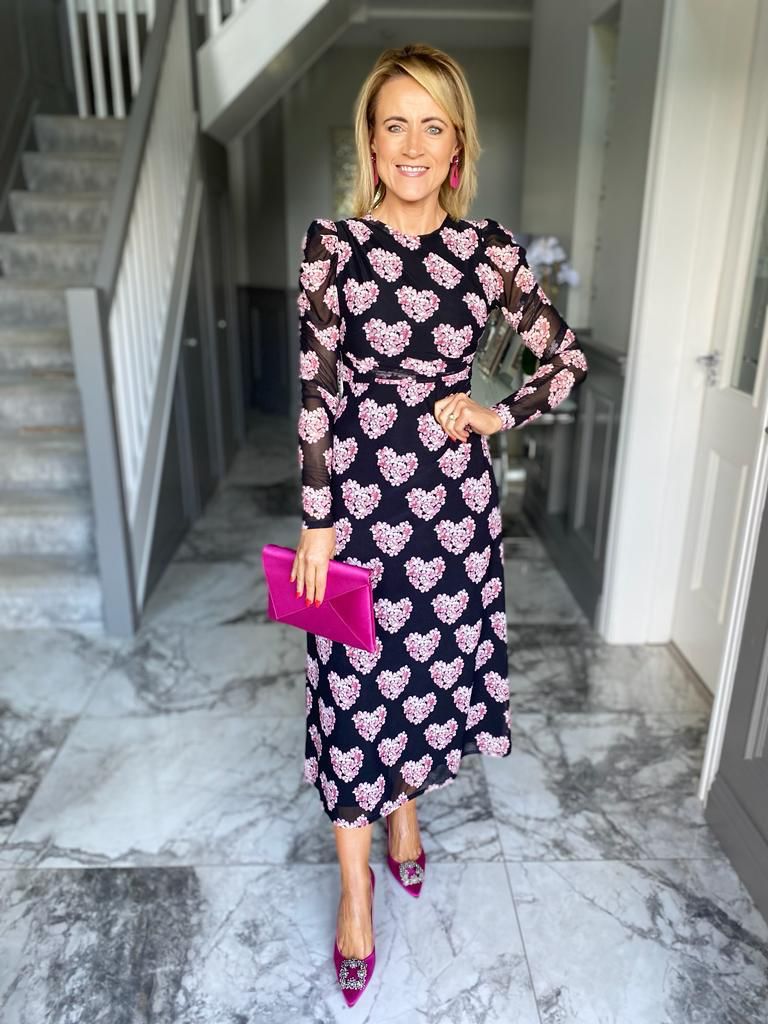 Bella dress black/Antique pink heartensia