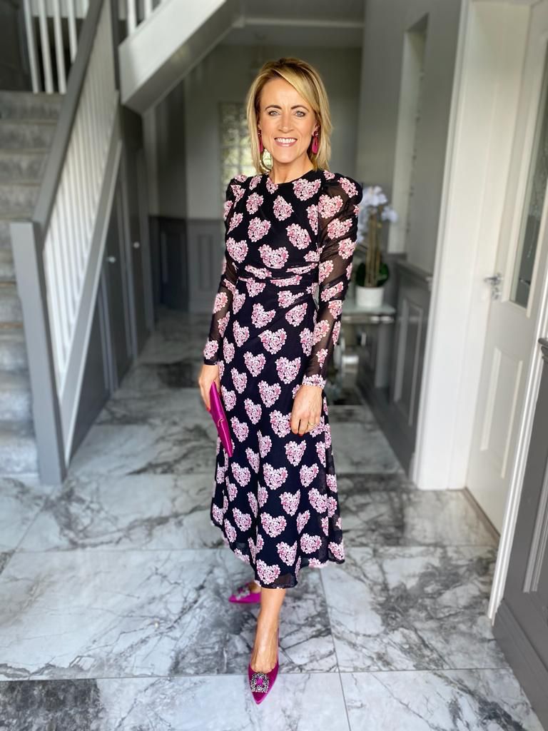 Bella dress black/Antique pink heartensia