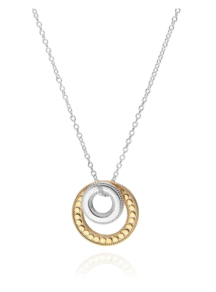 Mixed Metal Open Circle Necklace