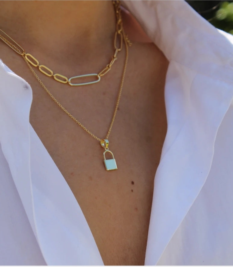 Gold Padlock Necklace