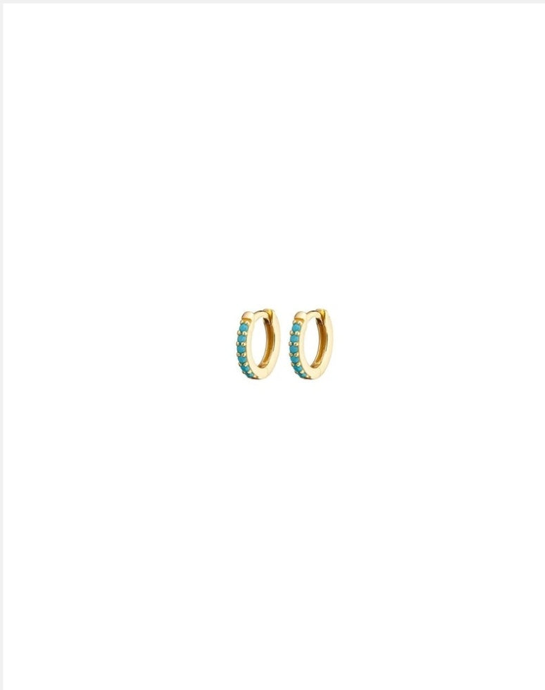Gold Turquoise Mini Huggie