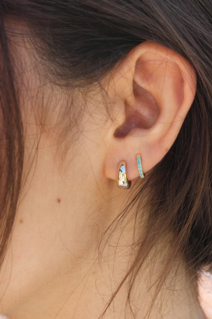 Gold Turquoise Mini Huggie