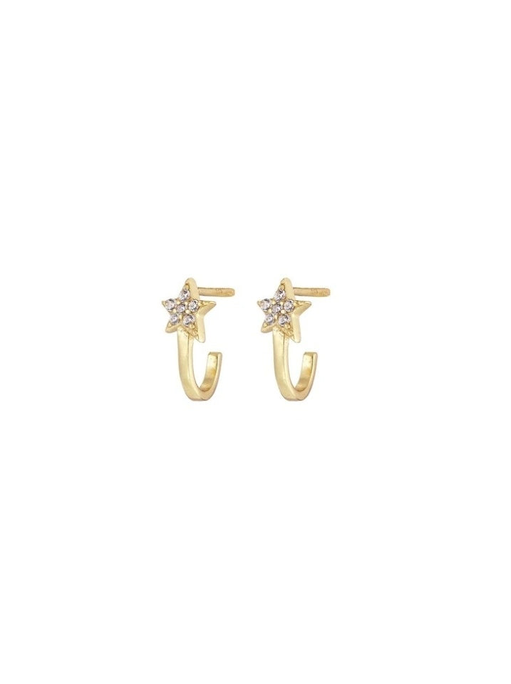 Gold Pave Star Huggies