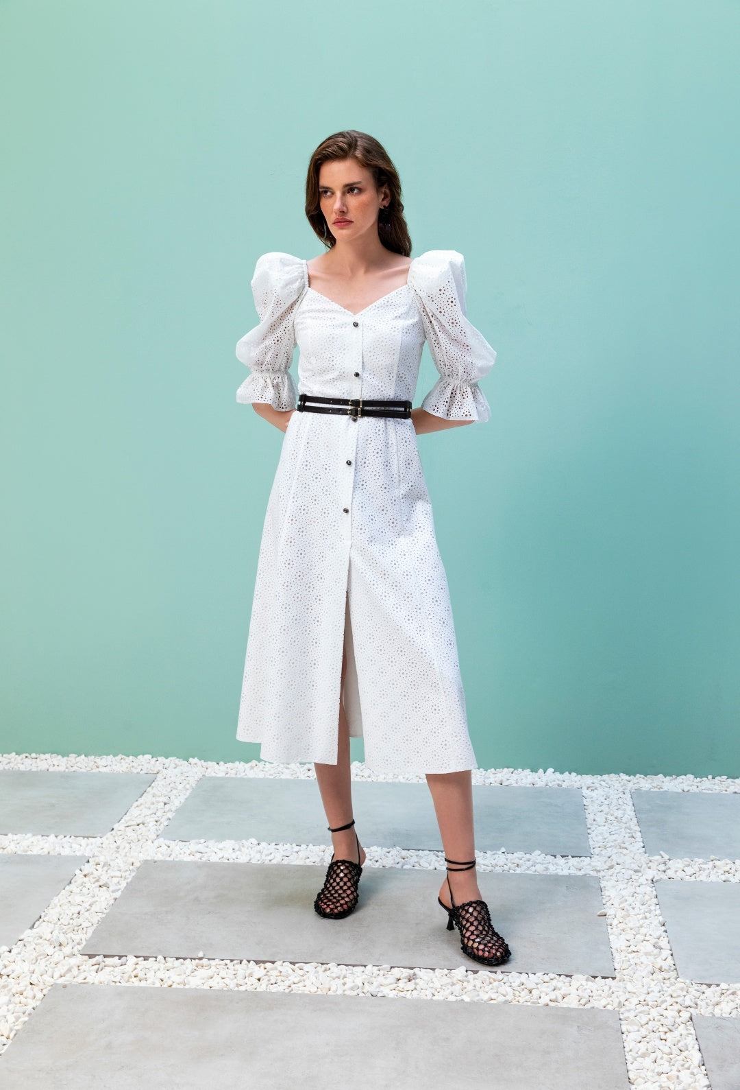 Ecru broderie anglaise dress