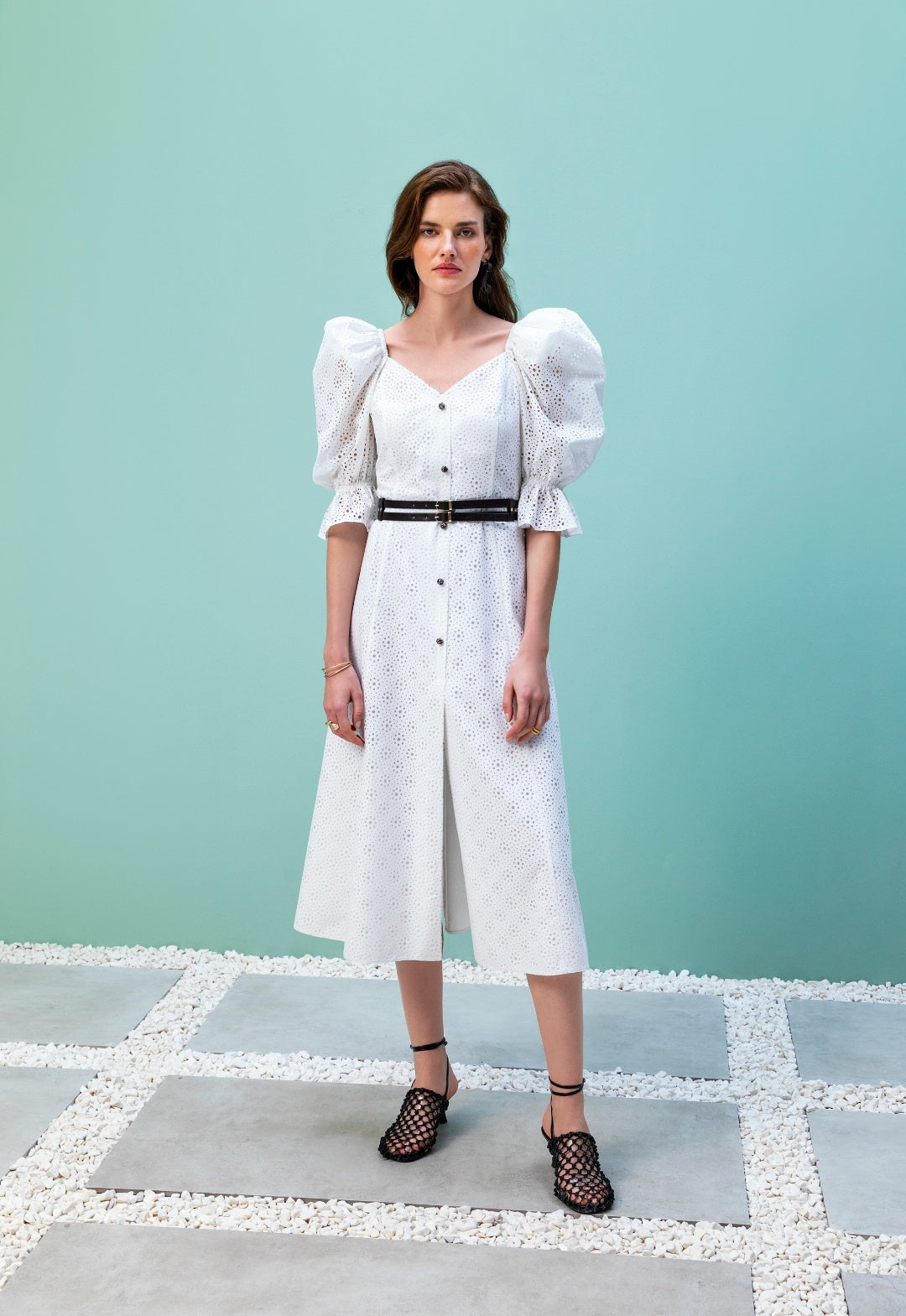 Ecru broderie anglaise dress