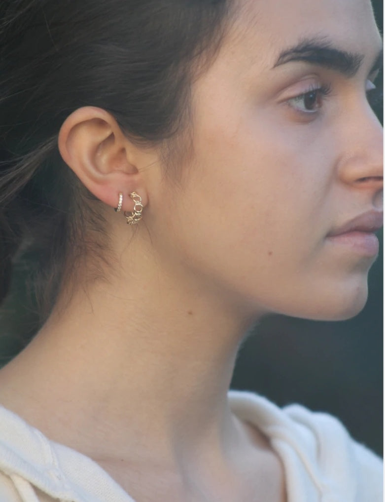 Gold chain hoop earrings