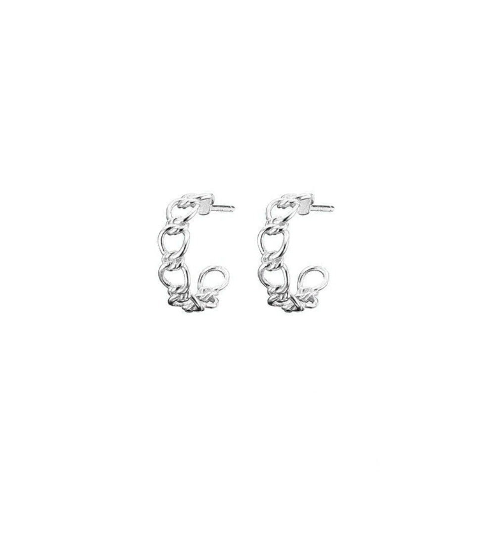 Silver chain hoop earrings