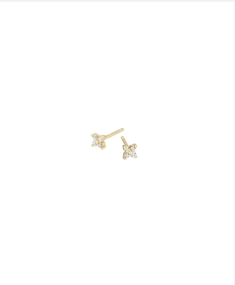 Gold crystal flower stud