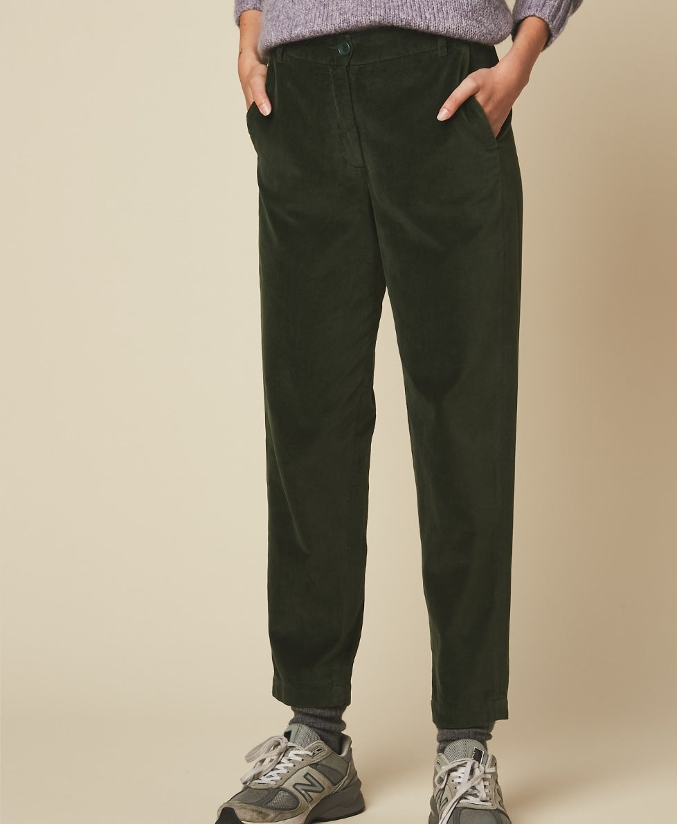 Hartford velvet pants in Leaf