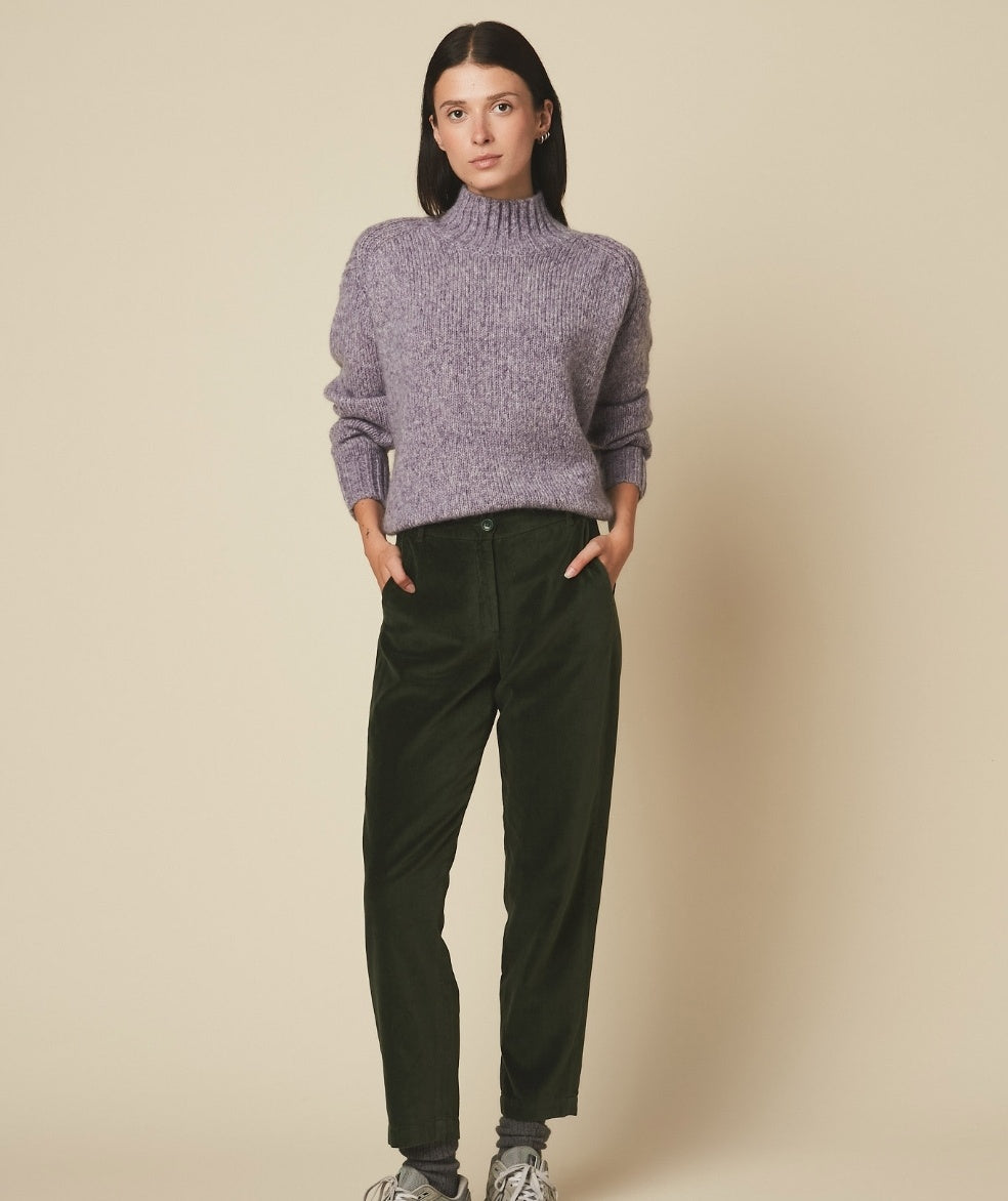 Hartford velvet pants in Leaf