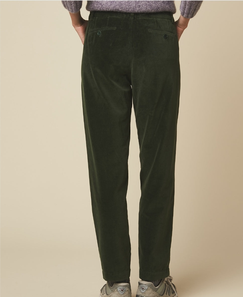 Hartford velvet pants in Leaf