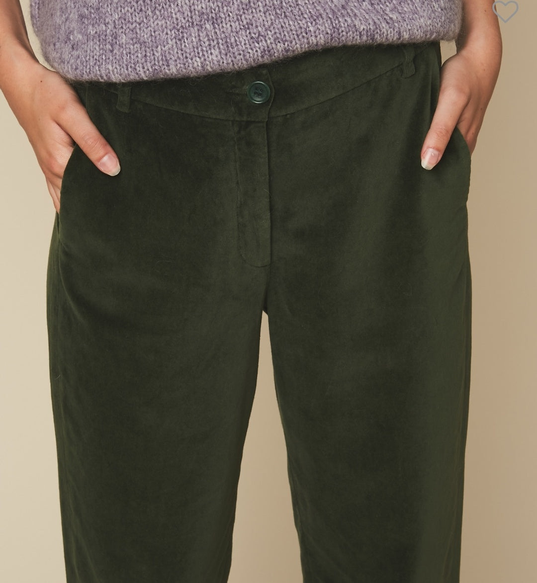 Hartford velvet pants in Leaf