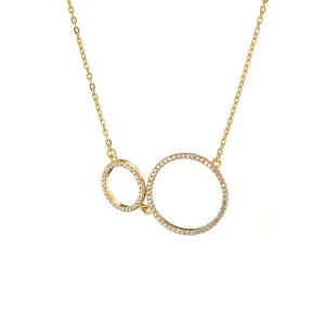 Gold Pavé 2 Circle Necklace.