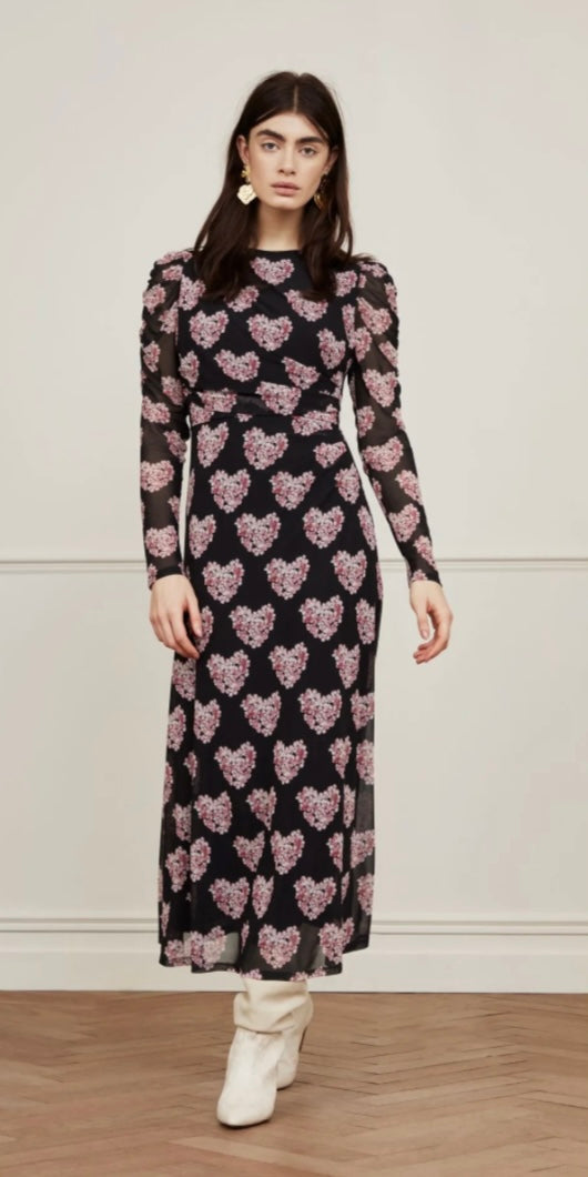 Bella dress black/Antique pink heartensia