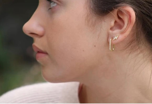 MARY K GOLD PAVE FLASH STUD EARRINGS