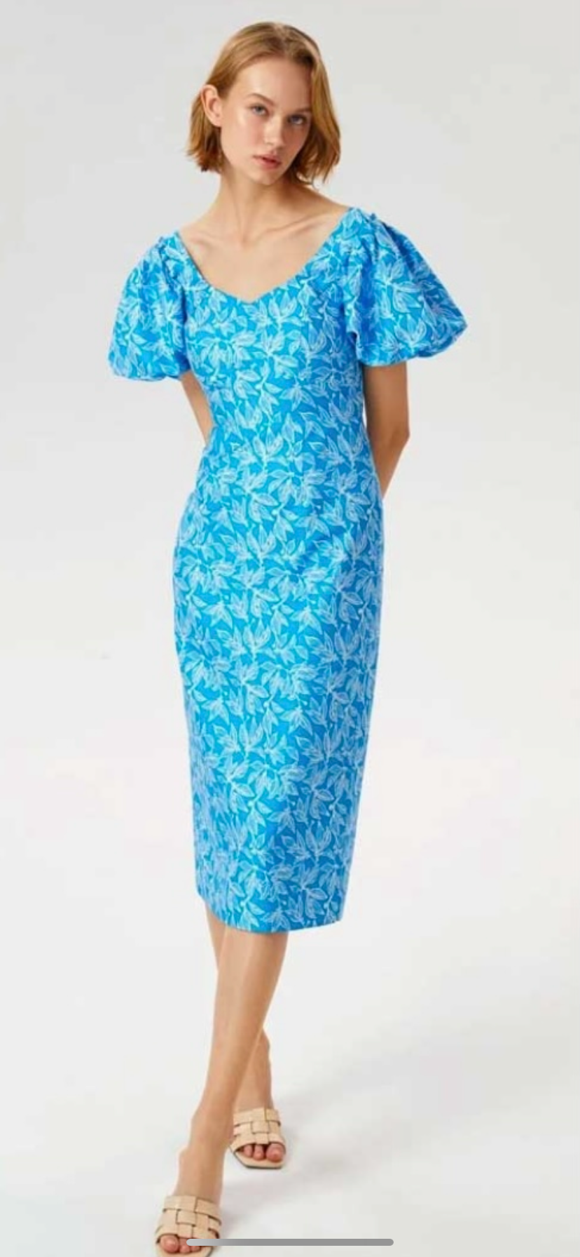 EXQUISE SKY BLUE OFF THE SHOULD DRESS