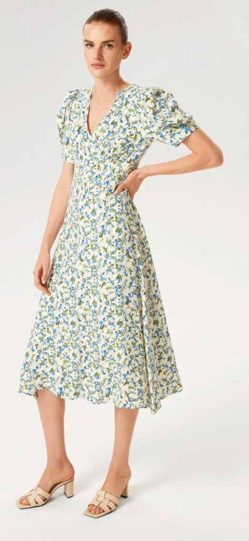 EXQUISE ELVAN BAMBOO PRINT MIDI DRESS
