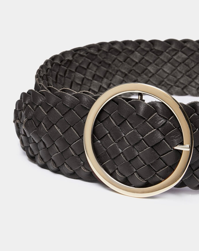 Braided black leather belt