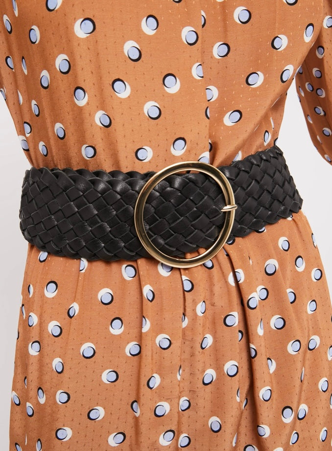 Braided black leather belt