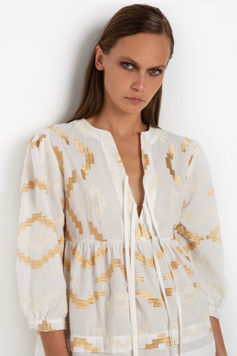 GREEK ARCHAIC KORI GOLD/WHITE TOP