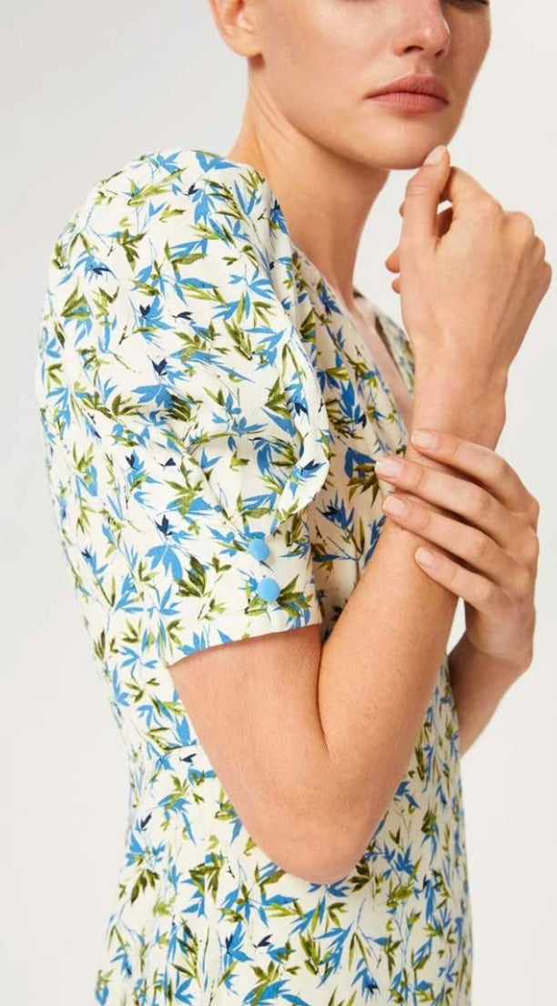 EXQUISE ELVAN BAMBOO PRINT MIDI DRESS