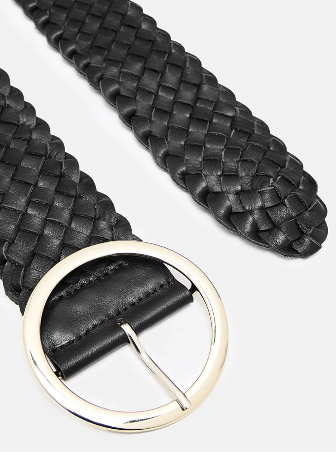 Braided black leather belt