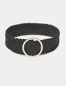 Braided black leather belt