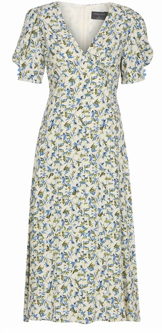 EXQUISE ELVAN BAMBOO PRINT MIDI DRESS
