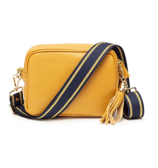 CROSSBODY MUSTARD (NAVY GOLD TRIM STRAP)